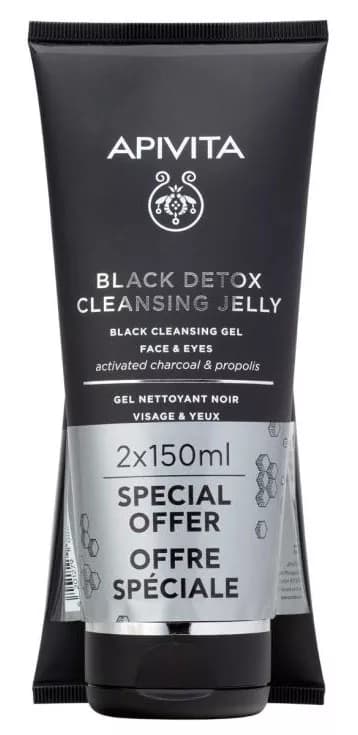 Apivita Limpiador Rostro y Ojos Black Detox 2x150 ml