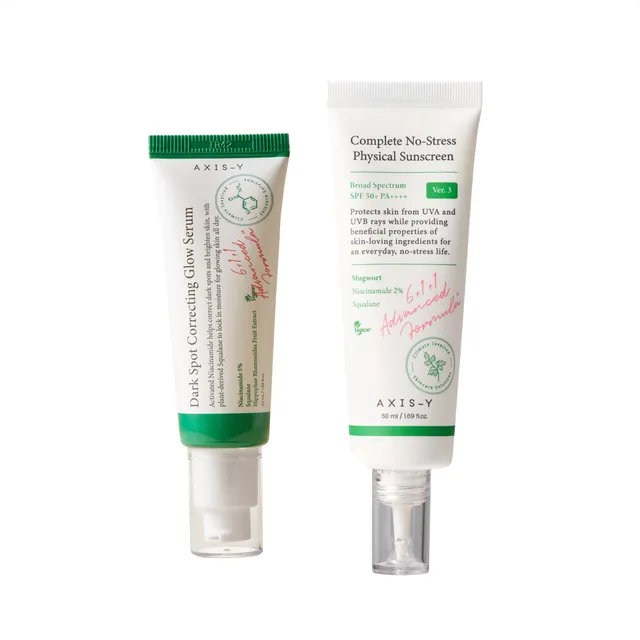 AXIS - Y - Set: AXIS-Y Sérum Corrector para Manchas Dark Spot Correcting Glow Serum + Protector Solar No-Stress Physical (V3) Version OTC