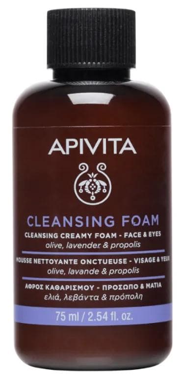 Apivita Mini Crema Facial y Espuma Limpiadora Ojos con Oliva y Lavanda 75ml