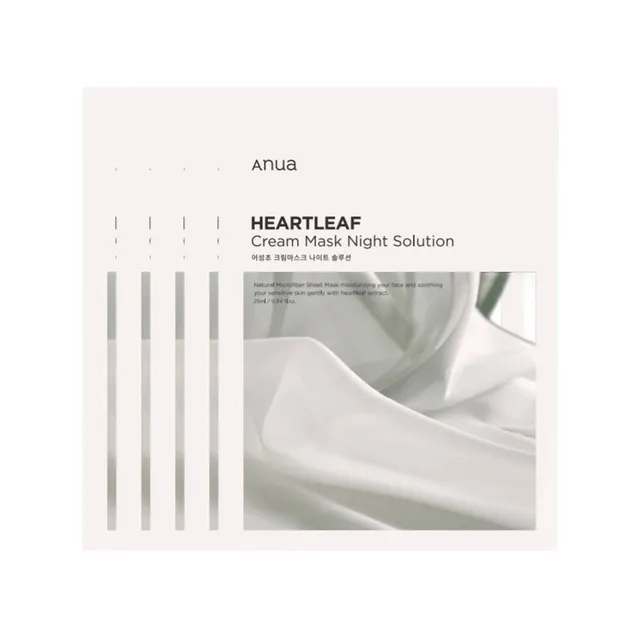 Anua - Combo de Mascarillas Faciales Heartleaf Cream Mask Night Solution Pack Bundle Set