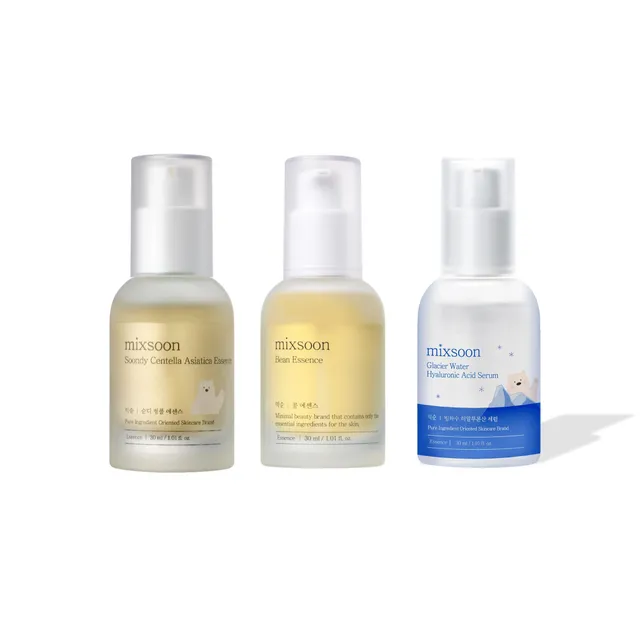 mixsoon - Bundle: Bean Essence Mini + Glacial Water Hyaluronic Acid Serum Mini + Soondy Centella Asiatica Essence