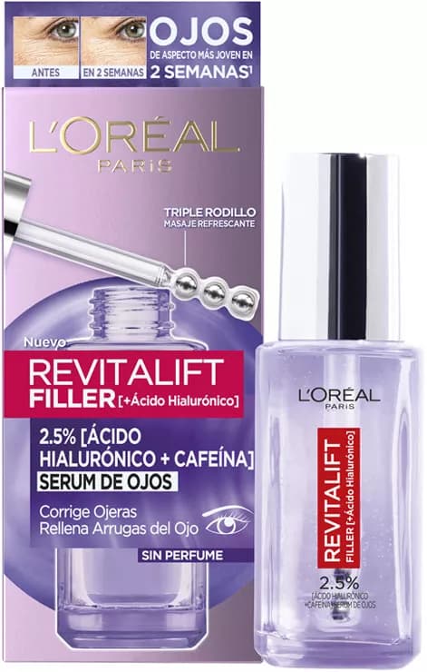 L'Oréal Paris Revitalift Filler Sérum Ojos Ácido Hialurónico + Cafeína 16 ml