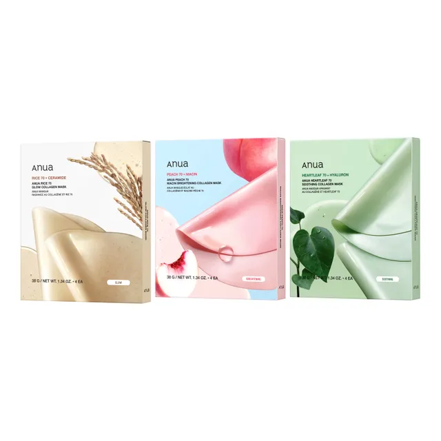 Anua - Set de Mascarillas Faciales con Colágeno Collagen Mask Set - 3 Tipos