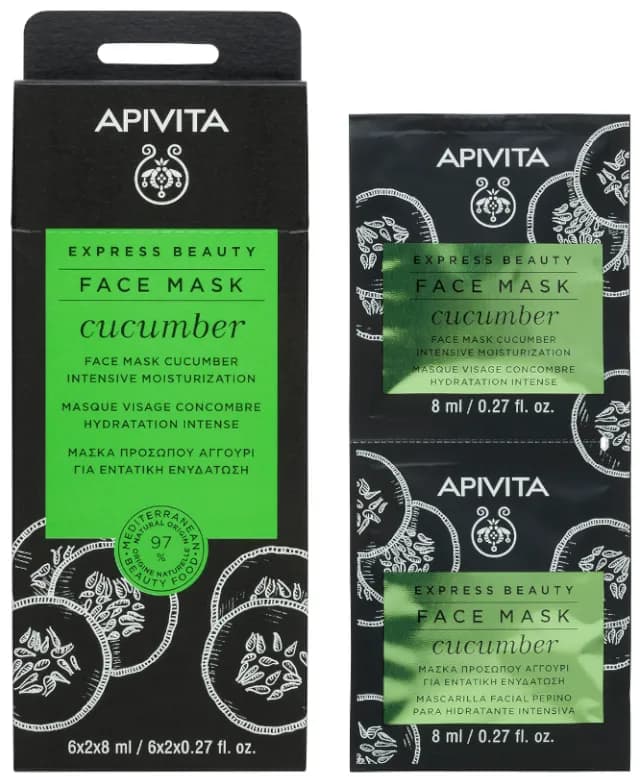 Apivita Express Beauty Mascarilla Hidratante Intensiva con Pepino 2x8ml