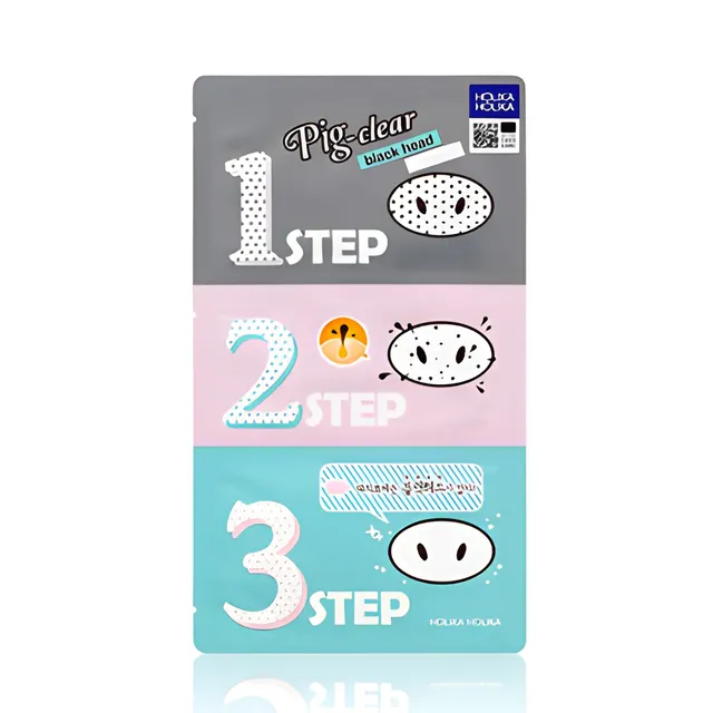 HOLIKA HOLIKA - Parches de 3 pasos para extraer puntos negros Pig Clear Black Head 3-Step Kit