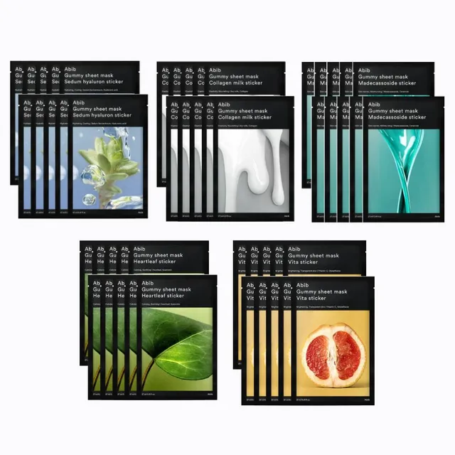 Abib - Set de Mascarillas Faciales Gummy Sheet Mask Bundle Set - 5 Tipos