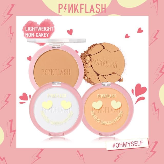 PINKFLASH - Base de Maquillaje en Polvo Compacto Lasting Matte Pressed Powder