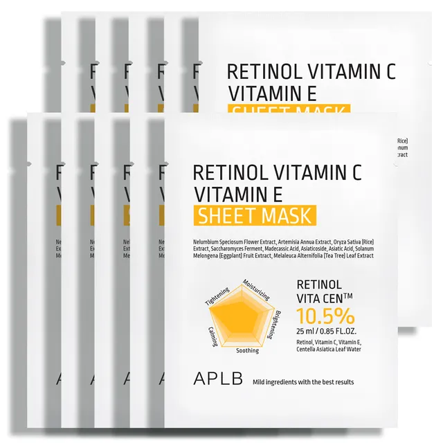 APLB - Mascarilla Facial Retinol Vitamin C Vitamin E Sheet Mask Set