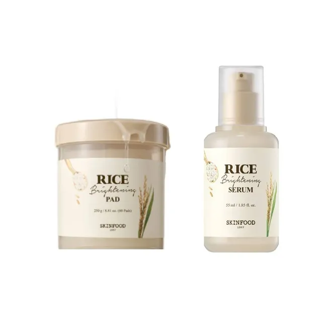 SKINFOOD - Bundle: Rice Brightening Pad + Rice Brightening Serum